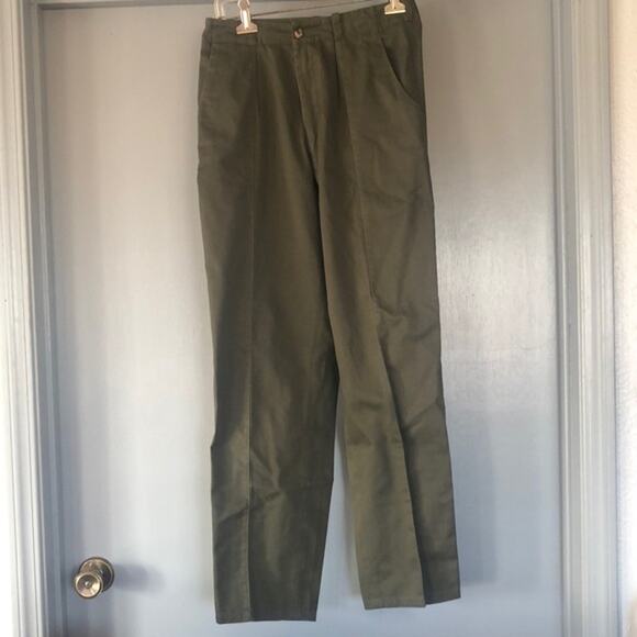 Vintage Patagonia DualSpun Green Pants Sz 10 Womens Sewn In Front Seam Pleats - Picture 1 of 7
